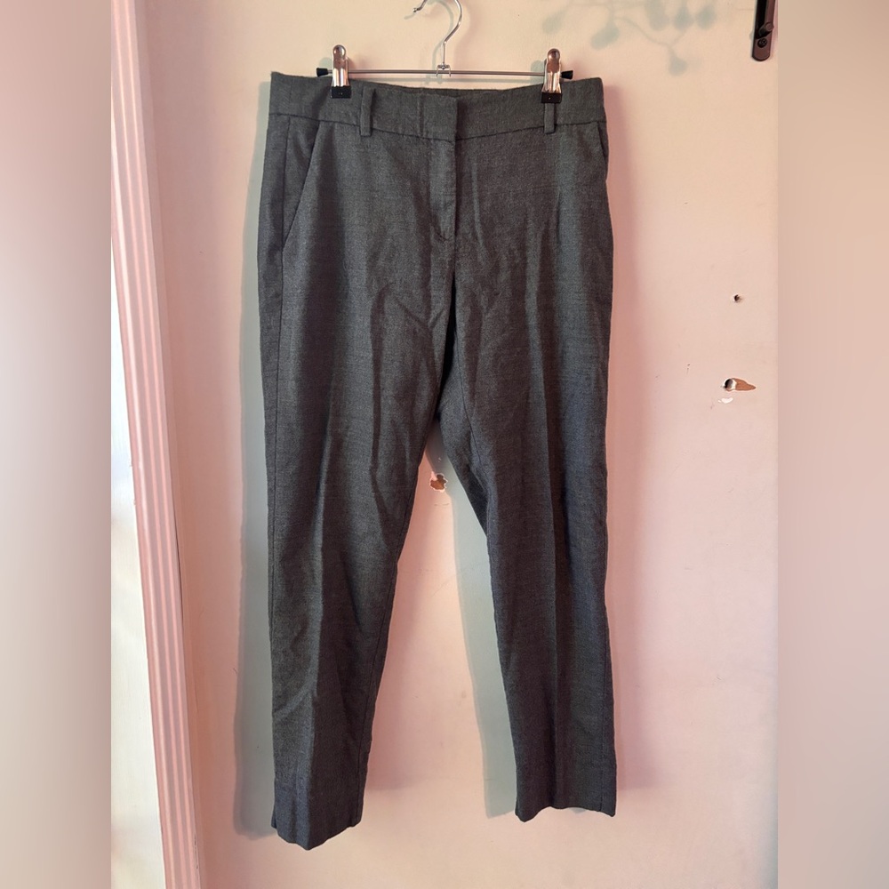Eileen Fisher Gray Wool Slim Straight Trousers Size Small